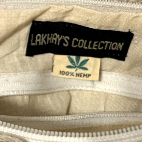 Hemp crossbody handbag with rainbow colored décor and fringed bottom - Picture 6 of 9